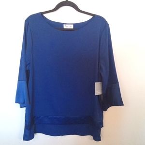 Stitch & Cloth Women's Royal Blue Kimono Style Blouse with Satin Cuffs Sz XL